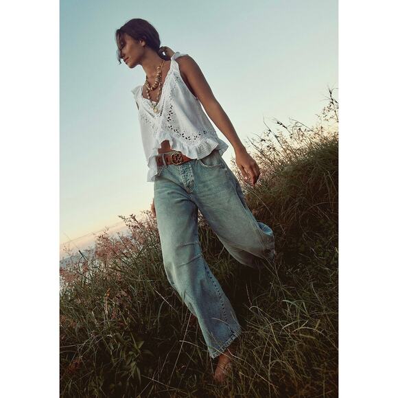 NWOT We The Free Lucky You Mid Rise Barrel Jeans 25 Short Kismet Cropped Denim - Picture 13 of 16